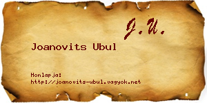 Joanovits Ubul névjegykártya